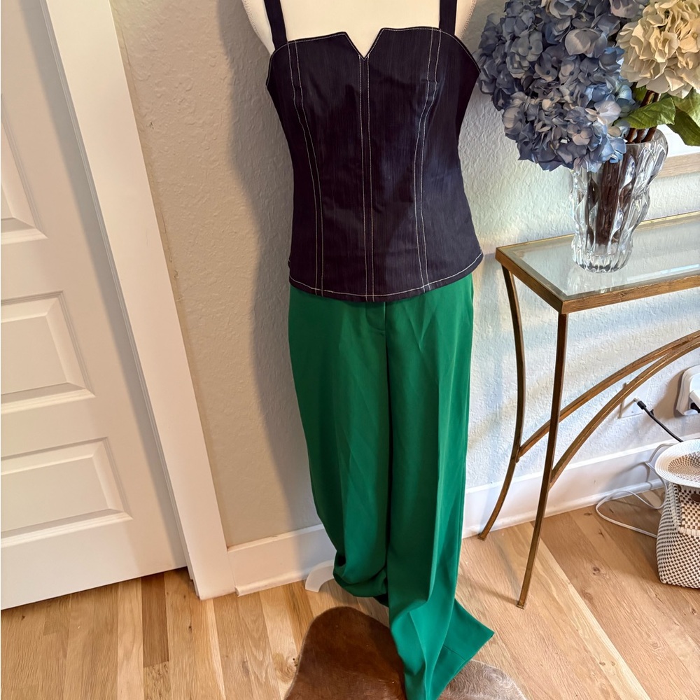 New York & Company Blue Denim Top